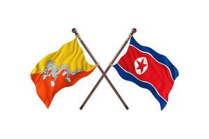 Bhutan versus North Korea Two Country Flags photo