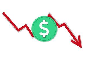 Graph of interest rate reduction due to rising inflation rates. FED, federal reserve or central bank monetary policy. Vector illustration