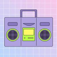 Bright y2k style tape recorder. Retrowave Stylish flat linear vector illustration on a grid background