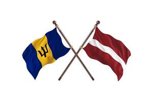 Barbados versus Latvia Two Country Flags photo