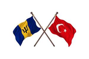 Barbados versus Turkey Two Country Flags photo