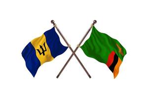 Barbados versus Zambia Two Country Flags photo