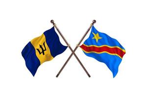 Barbados versus Democratic Republic Congo Two Country Flags photo