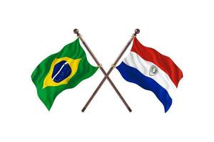 Brazil versus Paraguay Two Country Flags photo