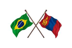 Brazil versus Mongolia Two Country Flags photo