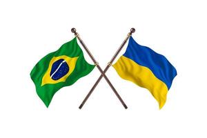 Brazil versus Ukraine Two Country Flags photo