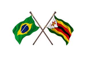 Brazil versus Zimbabwe Two Country Flags photo