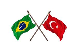 Brazil versus Turkey Two Country Flags photo