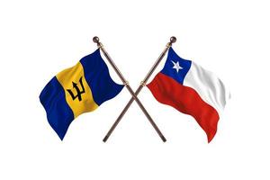 barbados versus chile dos banderas de paises foto