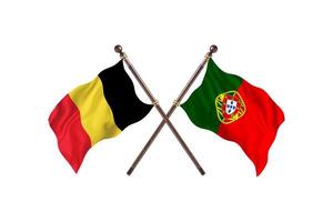 Belgium versus Portugal Two Country Flags photo