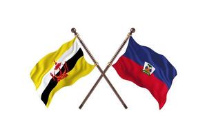 Brunei versus Haiti Two Country Flags photo