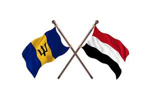 Barbados versus Yemen Two Country Flags photo