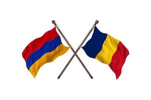 Armenia versus Romania Two Country Flags photo
