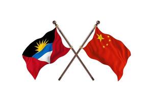 antigua y barbuda versus china dos banderas de pais foto