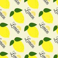 Vector seamless pattern. Lemon with an inscription on a white background