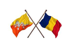 Bhutan versus Romania Two Country Flags photo