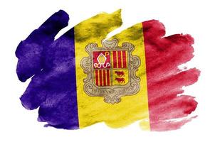 Andorra flag is depicted in liquid watercolor style isolated on white background photo