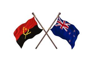 Angola versus New Zealand Two Country Flags photo