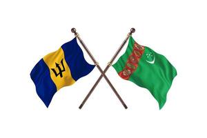 Barbados versus Turkmenistan Two Country Flags photo