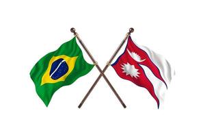 Brazil versus Nepal Two Country Flags photo