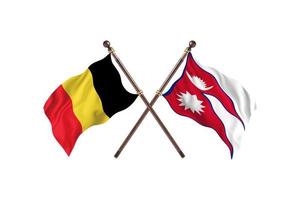 Belgium versus Nepal Two Country Flags photo