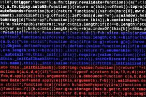 Russia flag is depicted on the screen with the program code. The concept of modern technology and site development photo