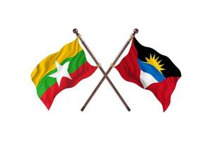 Burma versus Antigua and Barbuda Two Country Flags photo