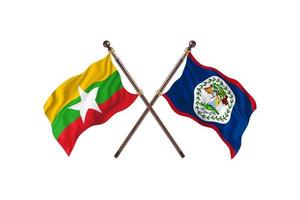 Burma versus Belize Two Country Flags photo