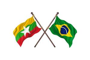 Burma versus Brazil Two Country Flags photo