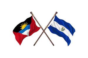 antigua y barbuda versus el salvador dos banderas de pais foto
