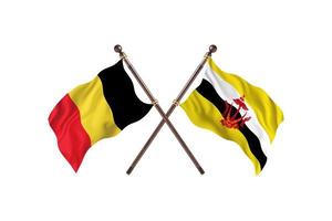 Belgium versus Brunei Two Country Flags photo