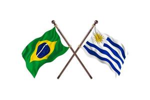 Brazil versus Uruguay Two Country Flags photo