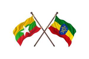 birmania contra etiopía dos banderas de países foto
