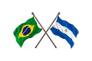 Brazil versus Nicaragua Two Country Flags photo