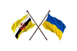 Brunei versus Ukraine Two Country Flags photo