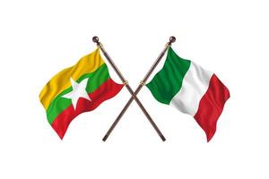 Burma versus Italy Two Country Flags photo