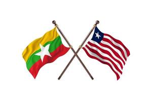 Burma versus Liberia Two Country Flags photo