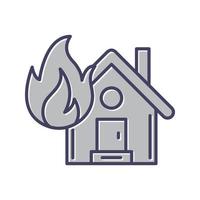 icono de vector de casa en llamas