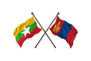 Burma versus Mongolia Two Country Flags photo