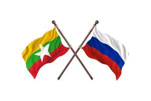 Burma versus Russia Two Country Flags photo