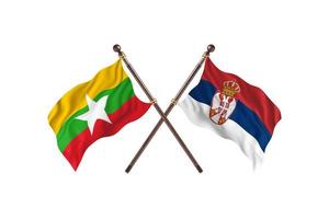 Burma versus Serbia Two Country Flags photo