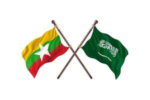 Burma versus Saudi Arabia Two Country Flags photo