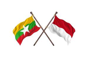 Burma versus Monaco Two Country Flags photo