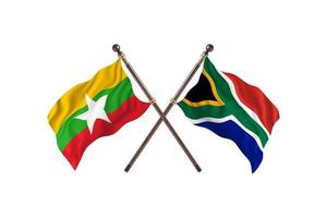 Burma versus South Africa Two Country Flags photo