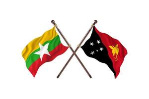 Burma versus Papua New Guinea Two Country Flags photo