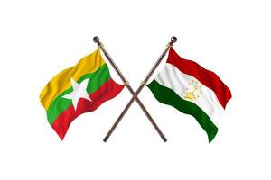 Burma versus Tajikistan Two Country Flags photo
