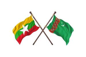 Burma versus Turkmenistan Two Country Flags photo