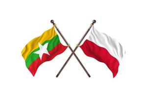 Burma versus Poland Two Country Flags photo