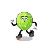 running cactus mascot illustration vector