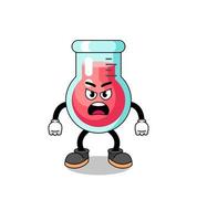 laboratory beaker cartoon illustration with angry expression vector